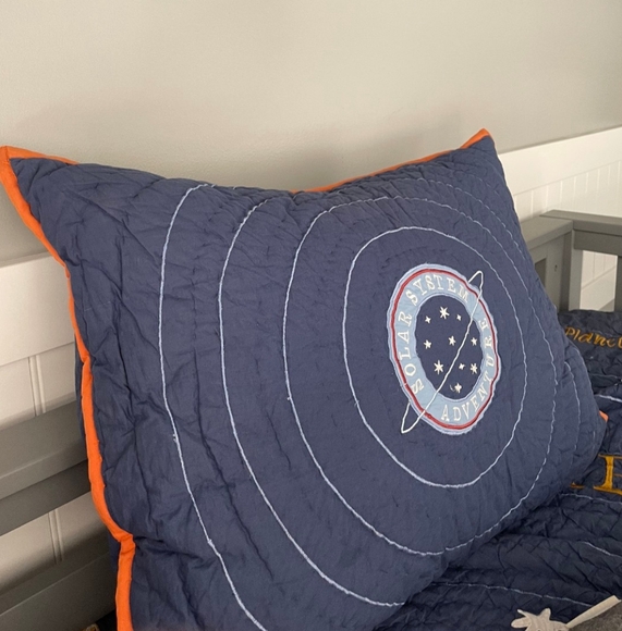 2017 Crate & Barrel Kids Land Of Nod Solar System Planet Twin Quilt Sham Navy - Picture 3 of 5